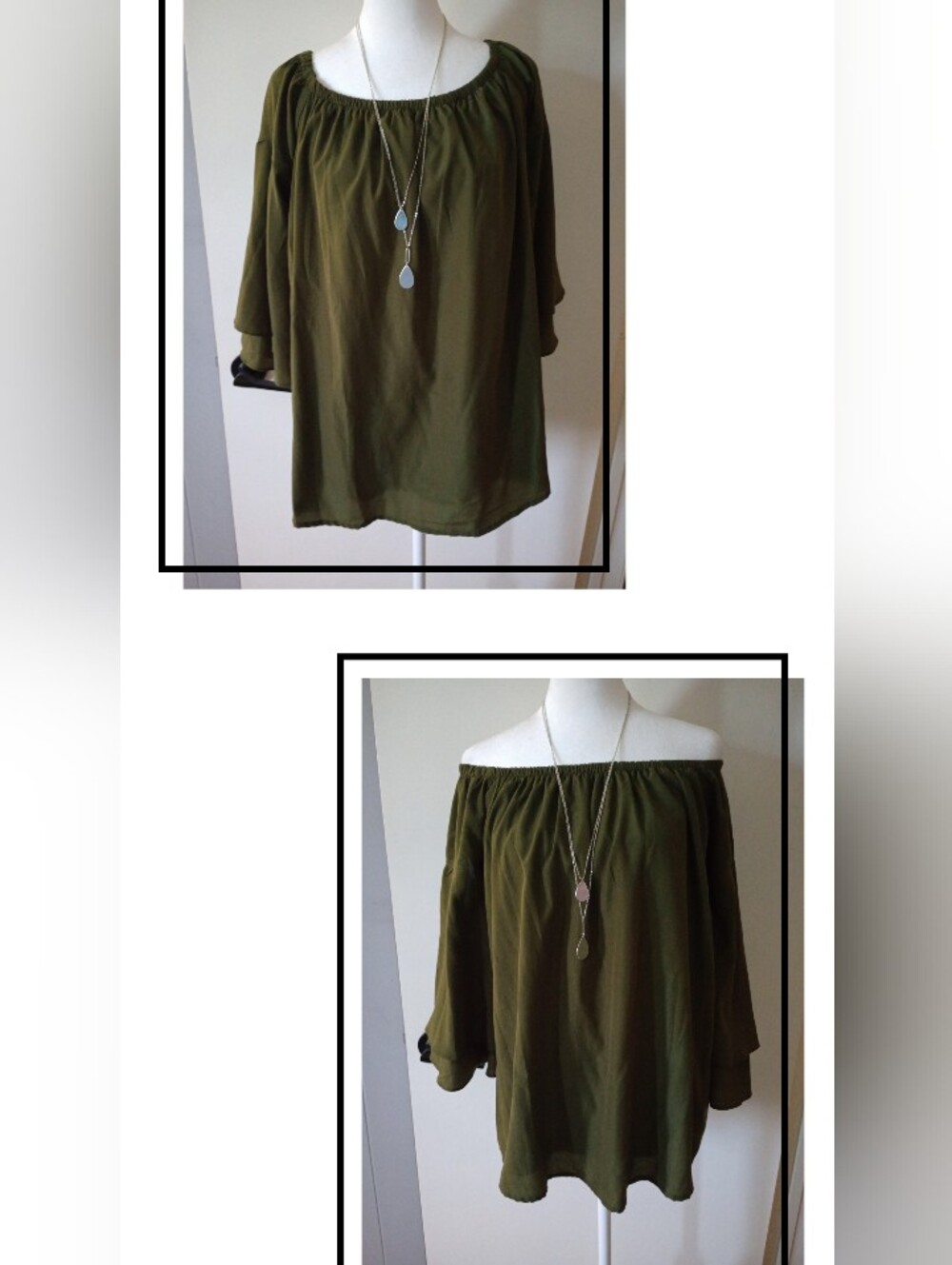 Vava by Joy Han Tiered Bell Sleeve Boho Top Size Medium